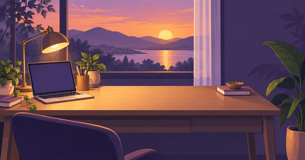 整った机まわりのイラスト