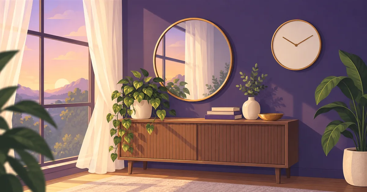 鏡・時計・植物など小物のイラスト