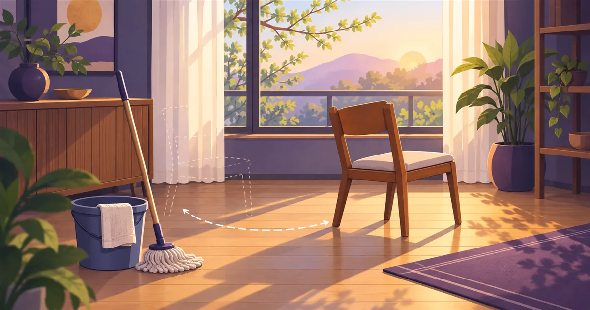 掃除と模様替えを表す明るい部屋のイラスト