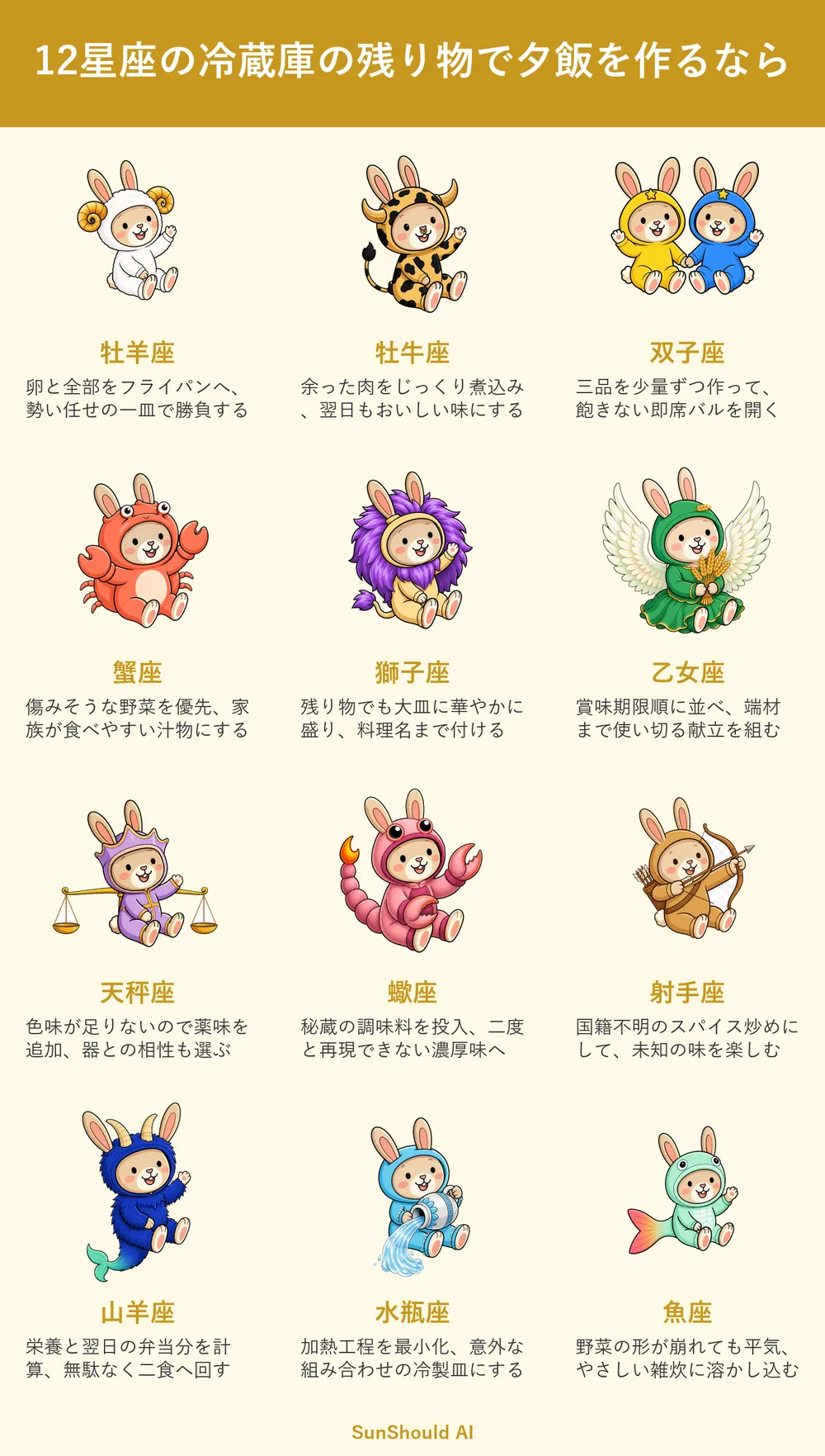 残り物ごはんの12星座あるある｜牡羊座は一皿勝負、乙女座は使い切る