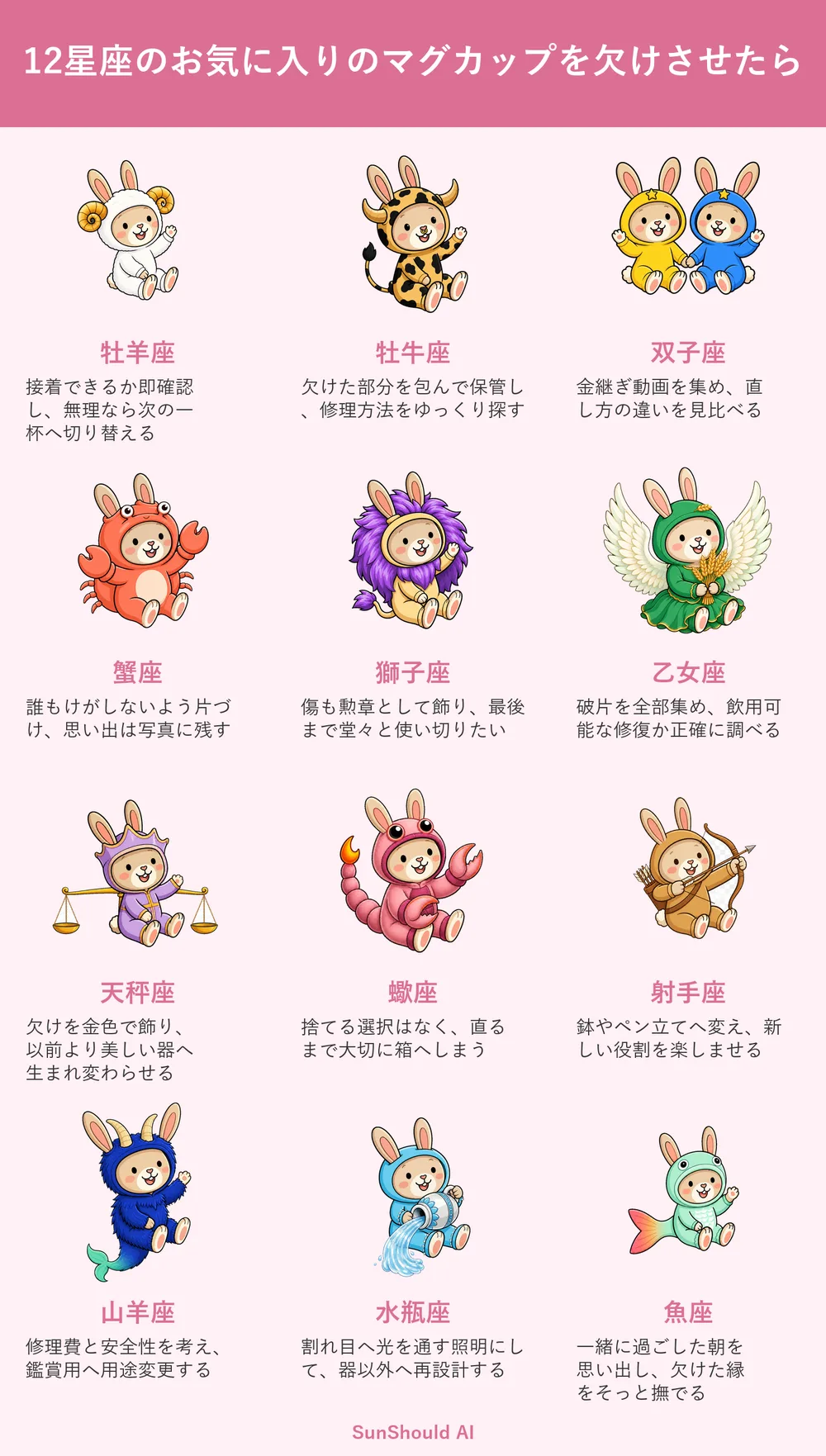 マグカップを欠けさせた12星座あるある｜牡牛座は修理、水瓶座は照明へ