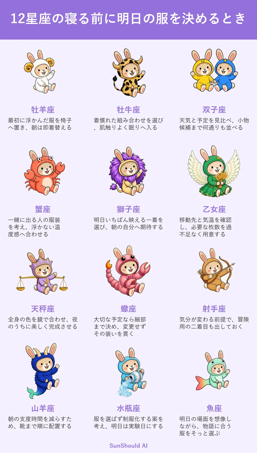 明日の服を決める12星座あるある｜牡羊座は即決、双子座は何通りも