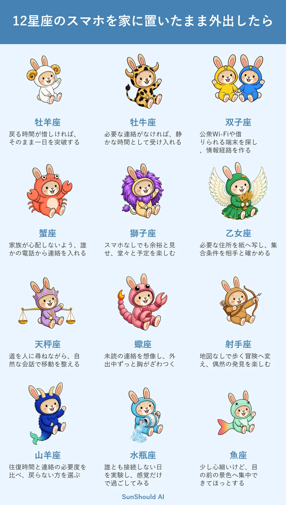 スマホを家に忘れた12星座あるある｜牡羊座は突破、射手座は冒険へ
