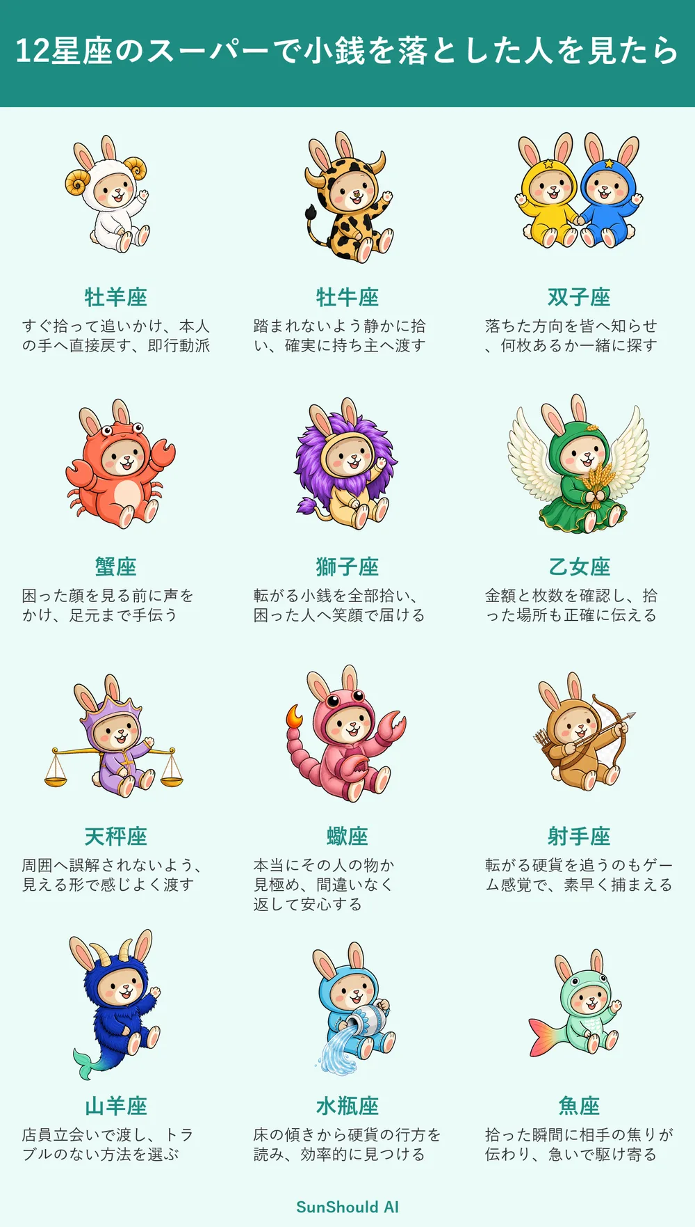 小銭を落とした人を見る12星座あるある｜牡羊座は追走、水瓶座は軌道予測
