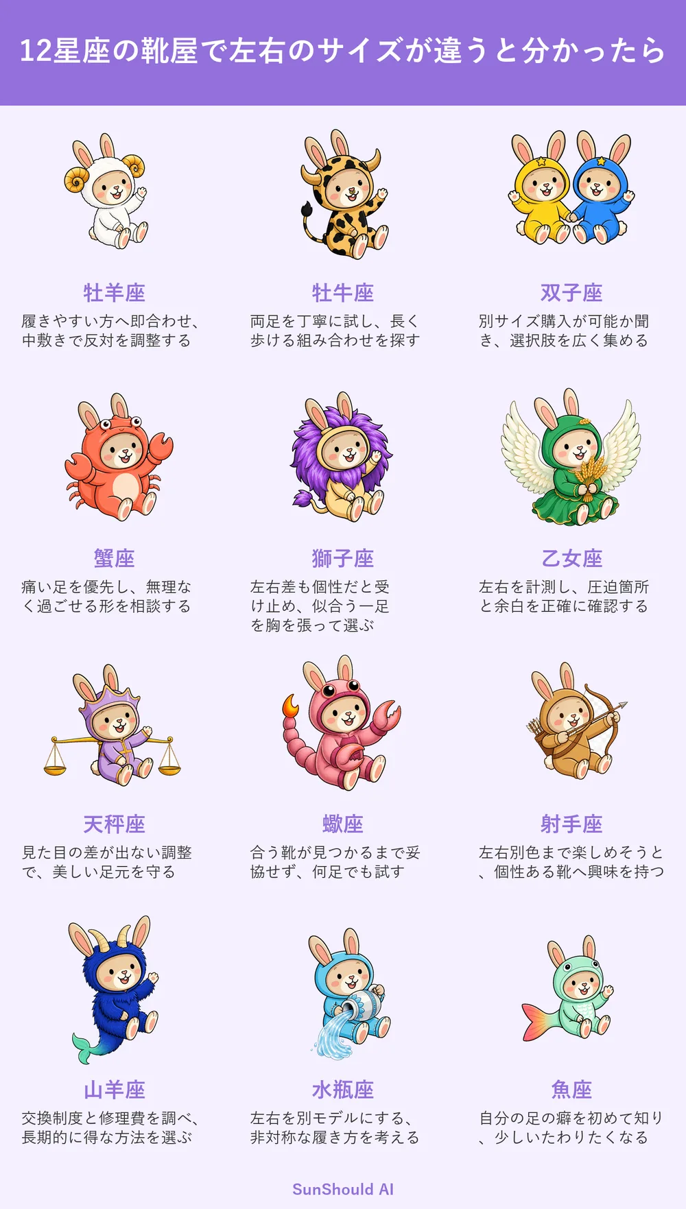 左右の足サイズが違う12星座あるある｜牡羊座は中敷き、蠍座は妥協なし