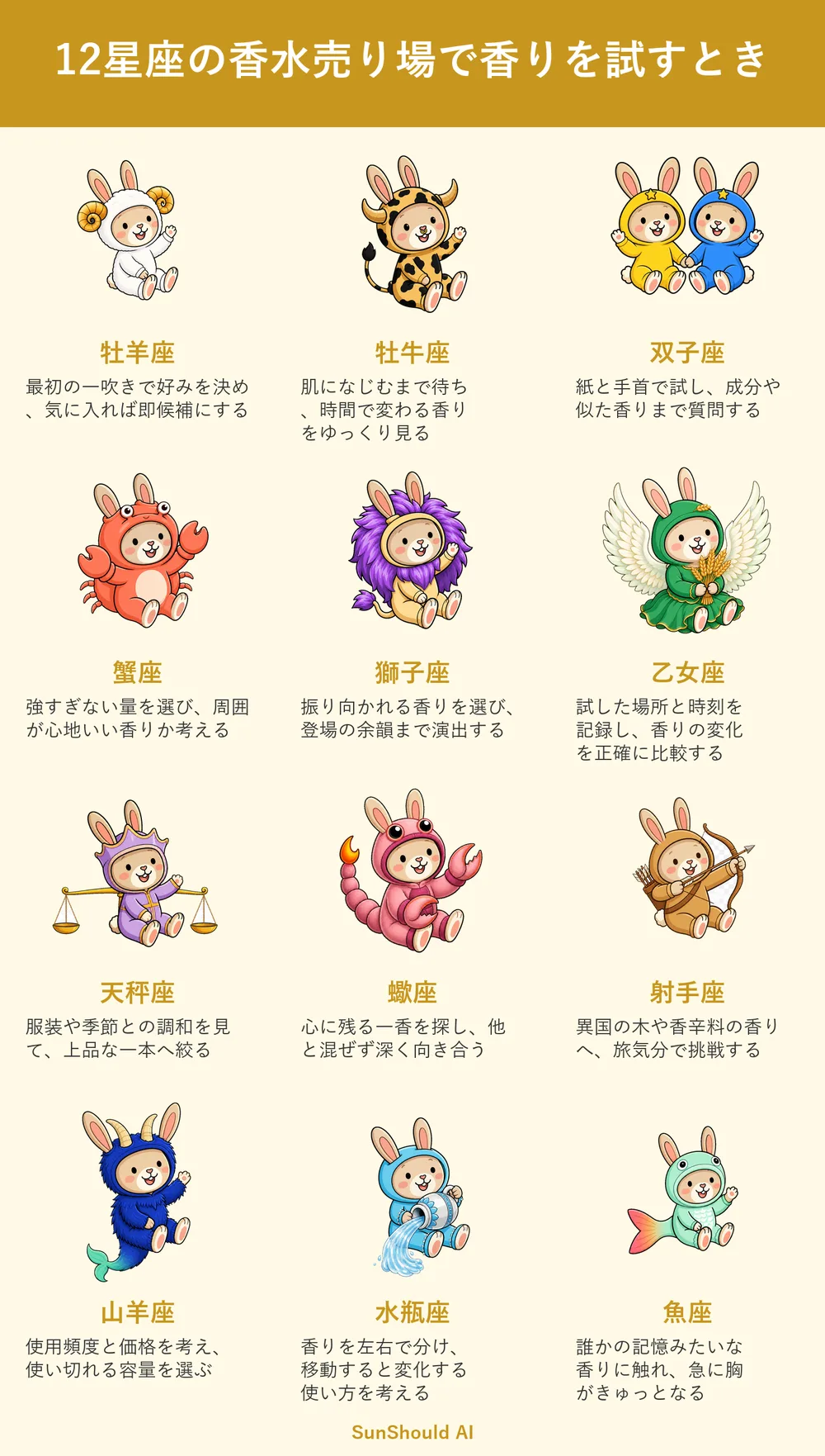香水を試す12星座あるある｜牡羊座は一吹きで決め、魚座は記憶へ