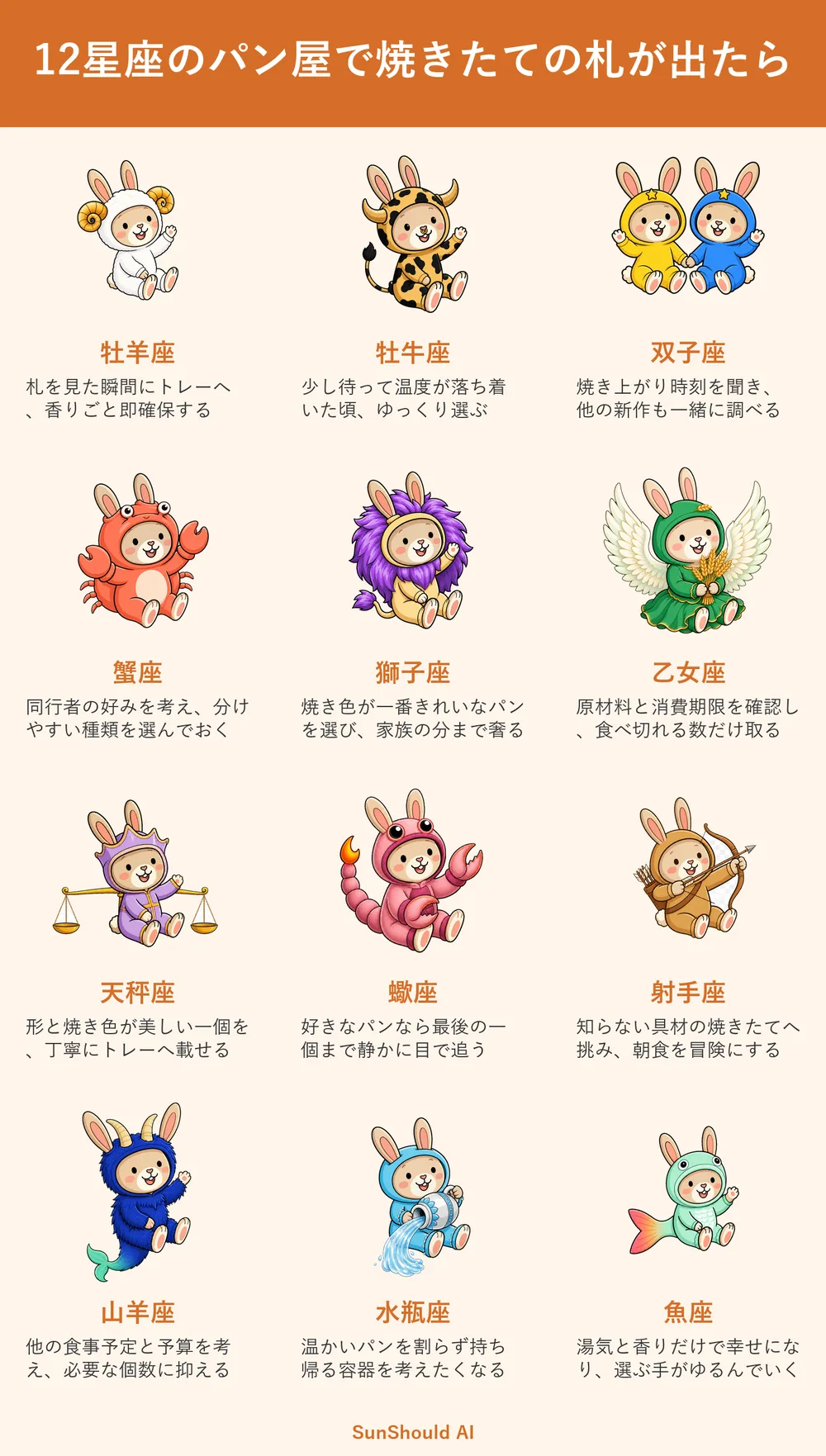パン屋で焼きたてを見つけた12星座あるある｜牡羊座は即確保、魚座は幸せ