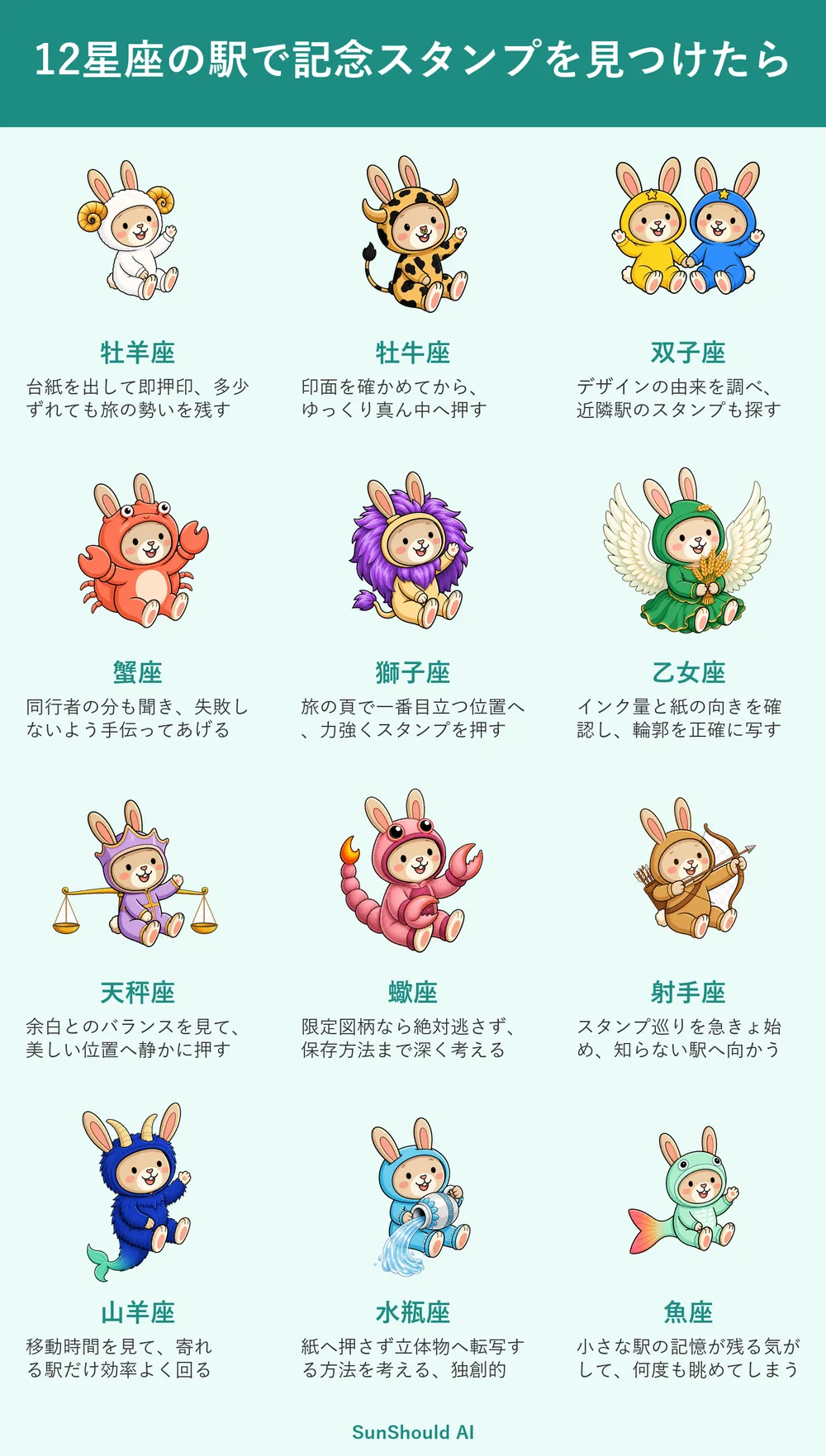 駅で記念スタンプを発見した12星座あるある｜牡羊座は即押印、射手座は巡る