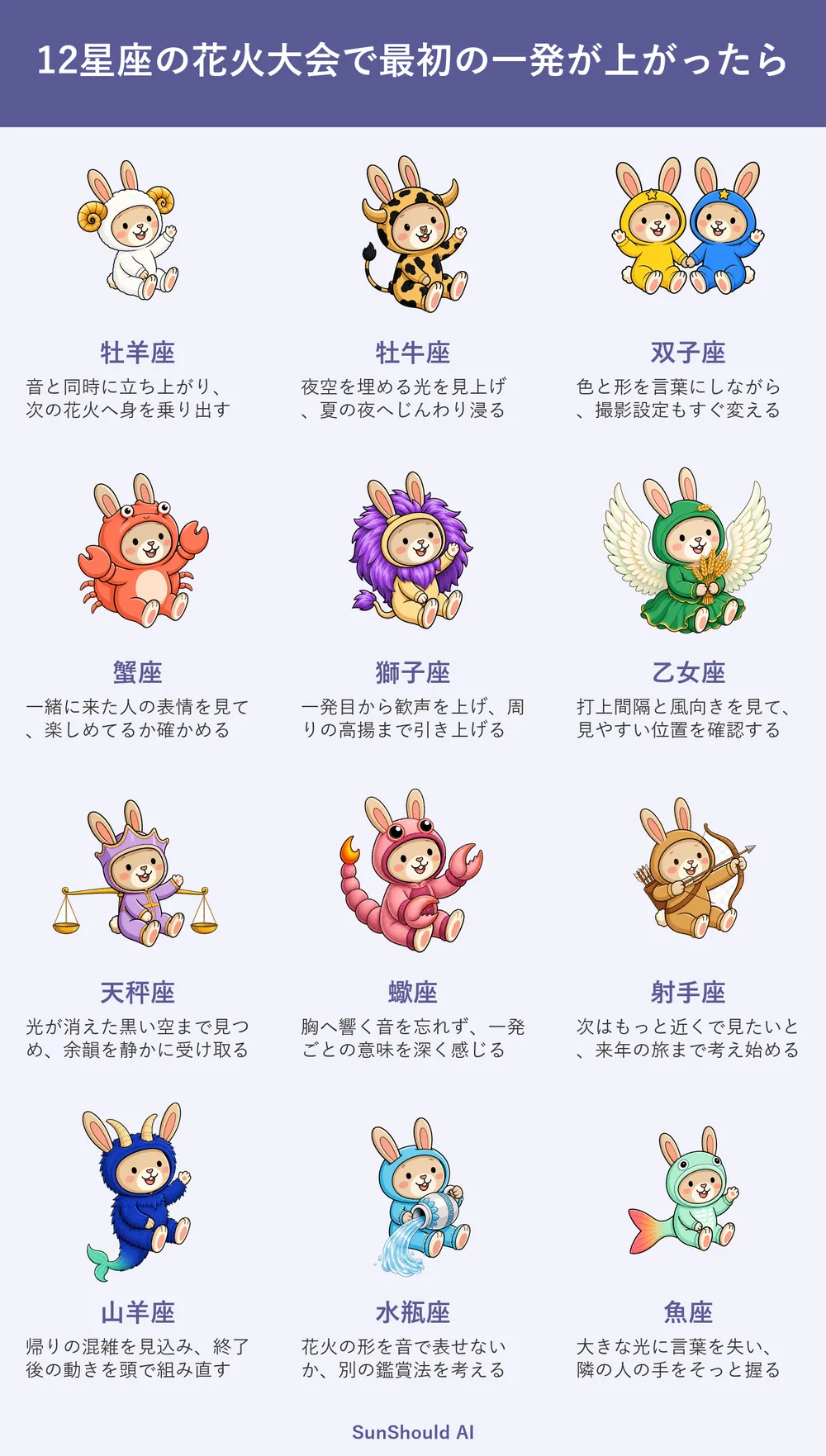 花火大会の一発目12星座あるある｜牡羊座は身を乗り出し、魚座は手を握る