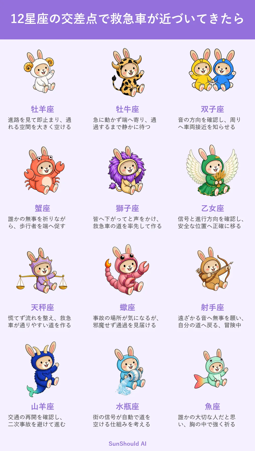 交差点に救急車が来る12星座あるある｜牡羊座は即停止、魚座は祈る