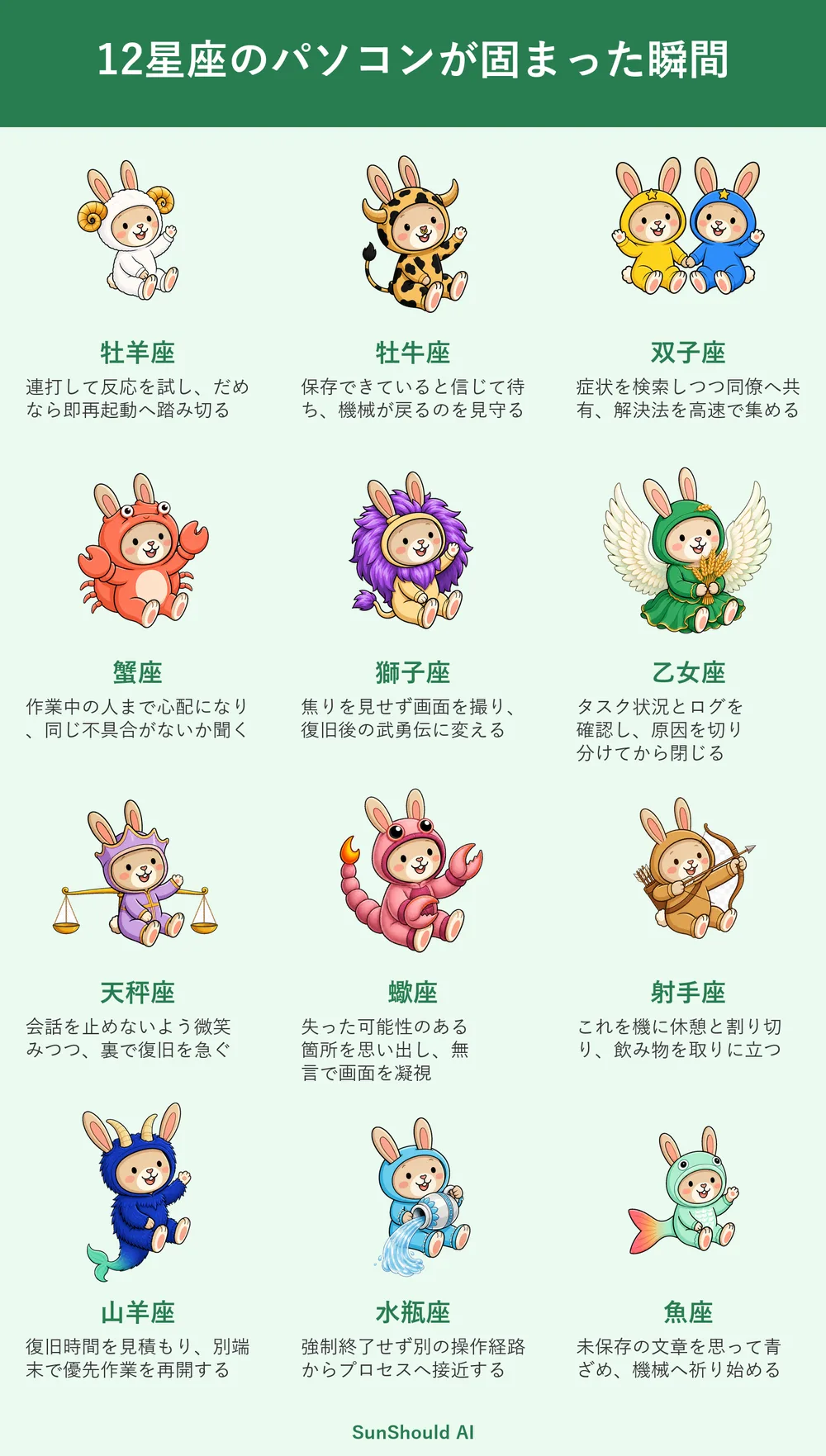 パソコンが固まったときの12星座あるある｜牡羊座は再起動、魚座は祈る