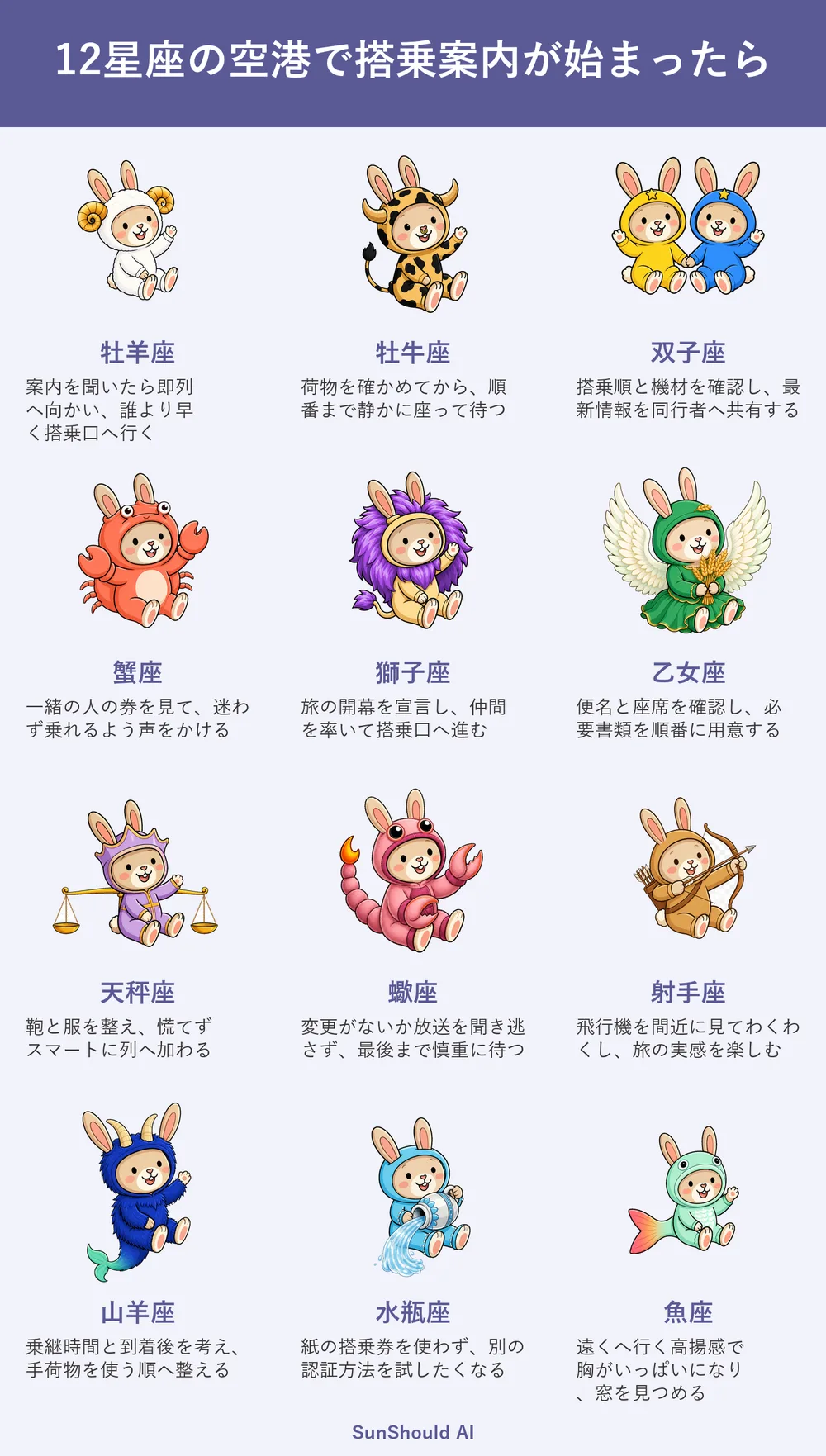 空港で搭乗案内が始まる12星座あるある｜牡羊座は即列へ、獅子座は旅を宣言