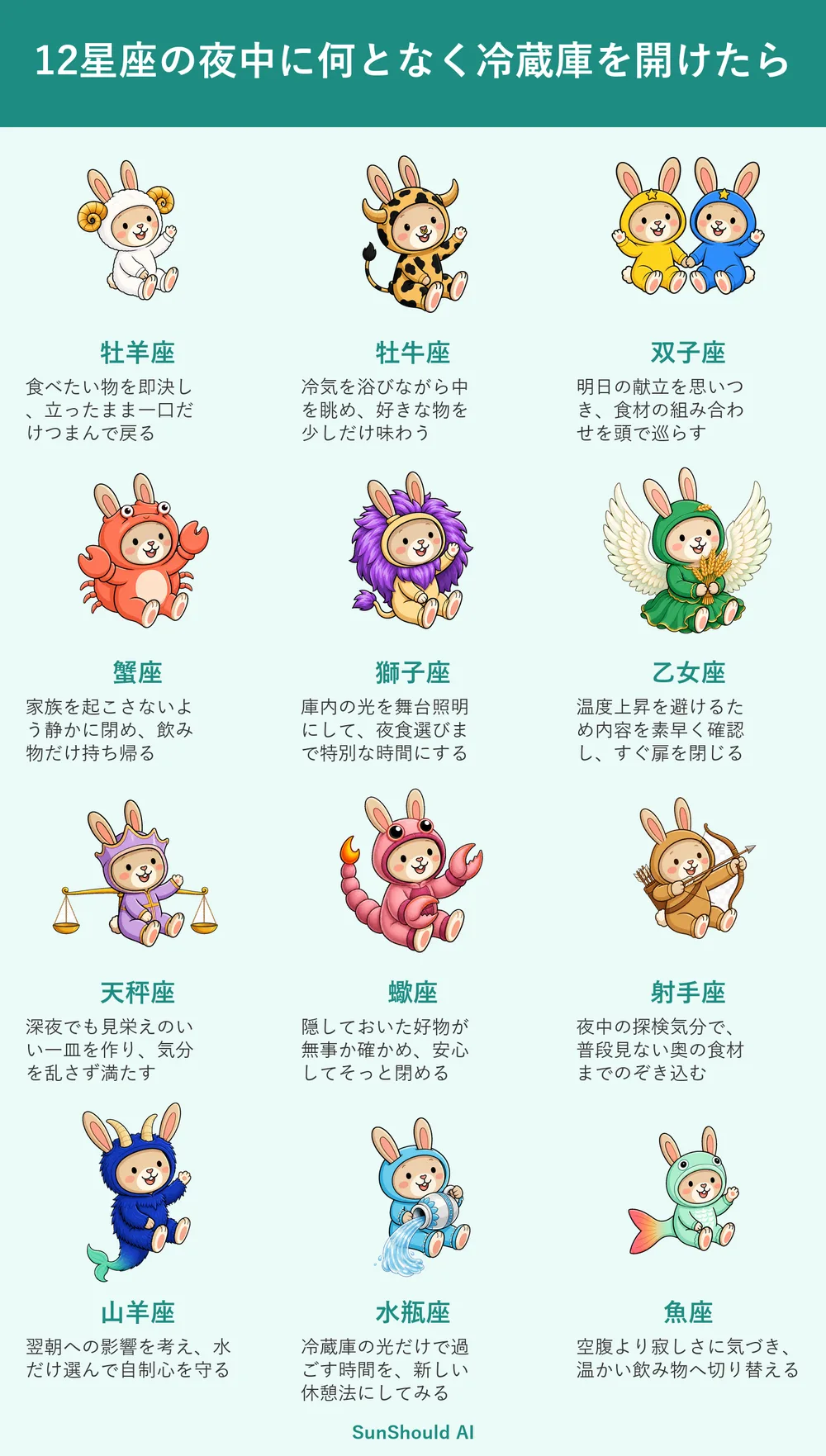 夜中に冷蔵庫を開ける12星座あるある｜牡羊座は一口、山羊座は水だけ