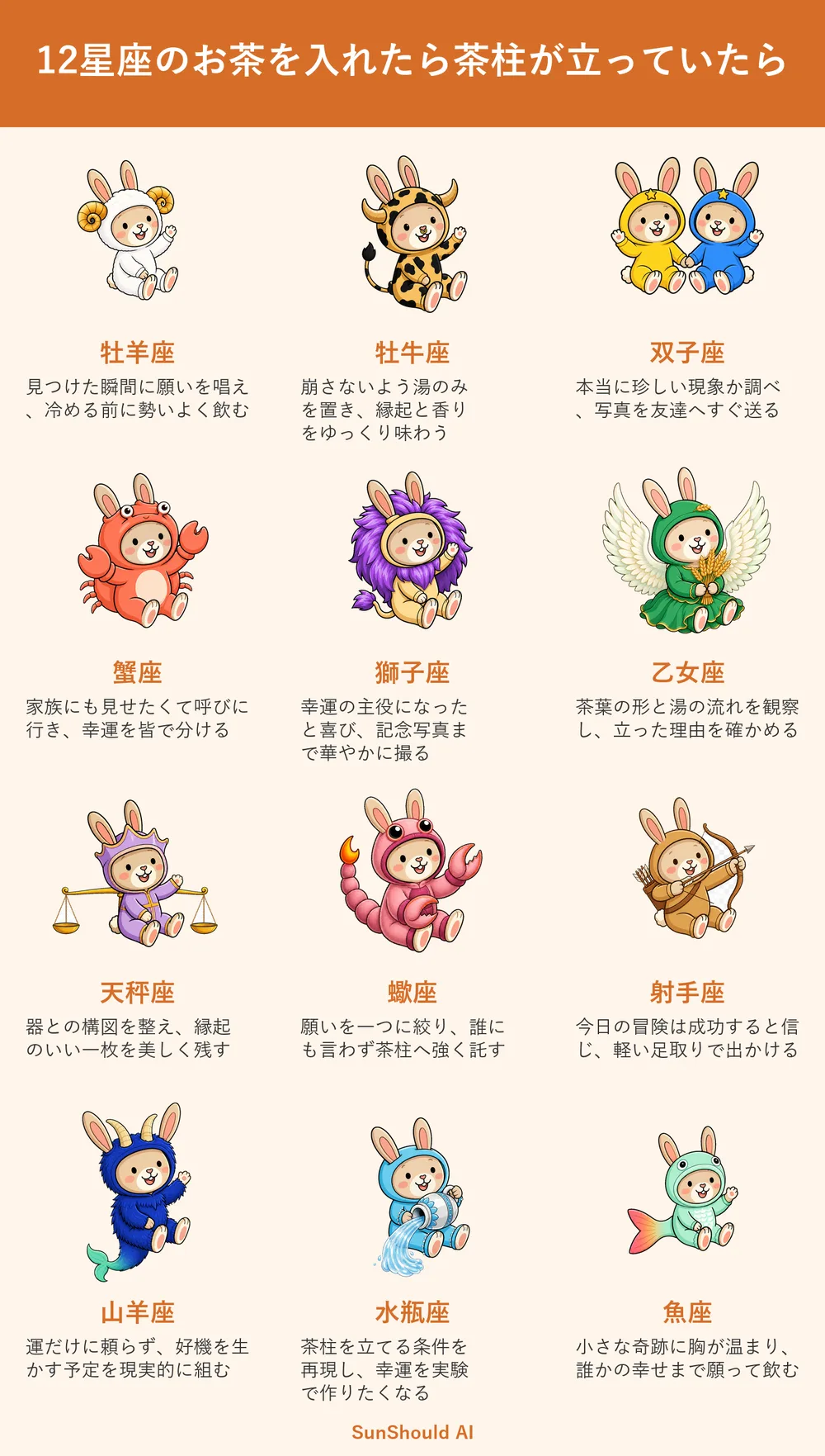 茶柱が立っていた12星座あるある｜牡羊座は即願い、蠍座は一念を託す