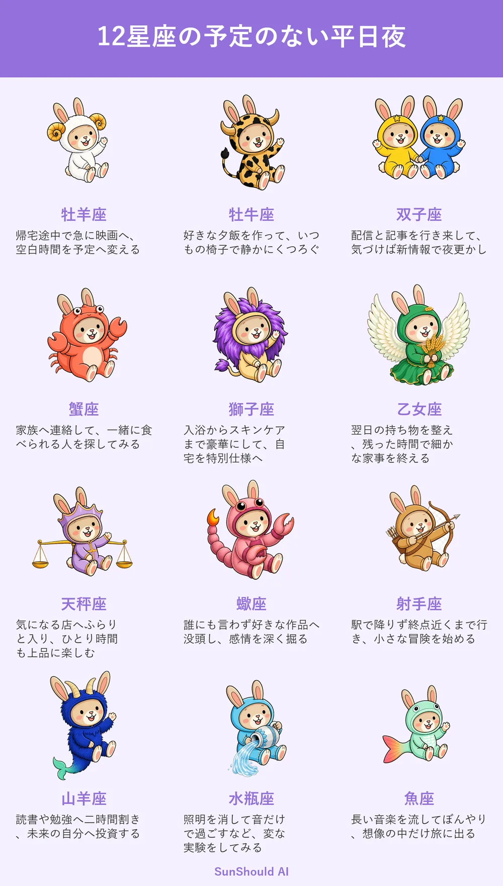 予定のない平日夜の12星座あるある｜牡羊座は映画へ、魚座は想像の旅