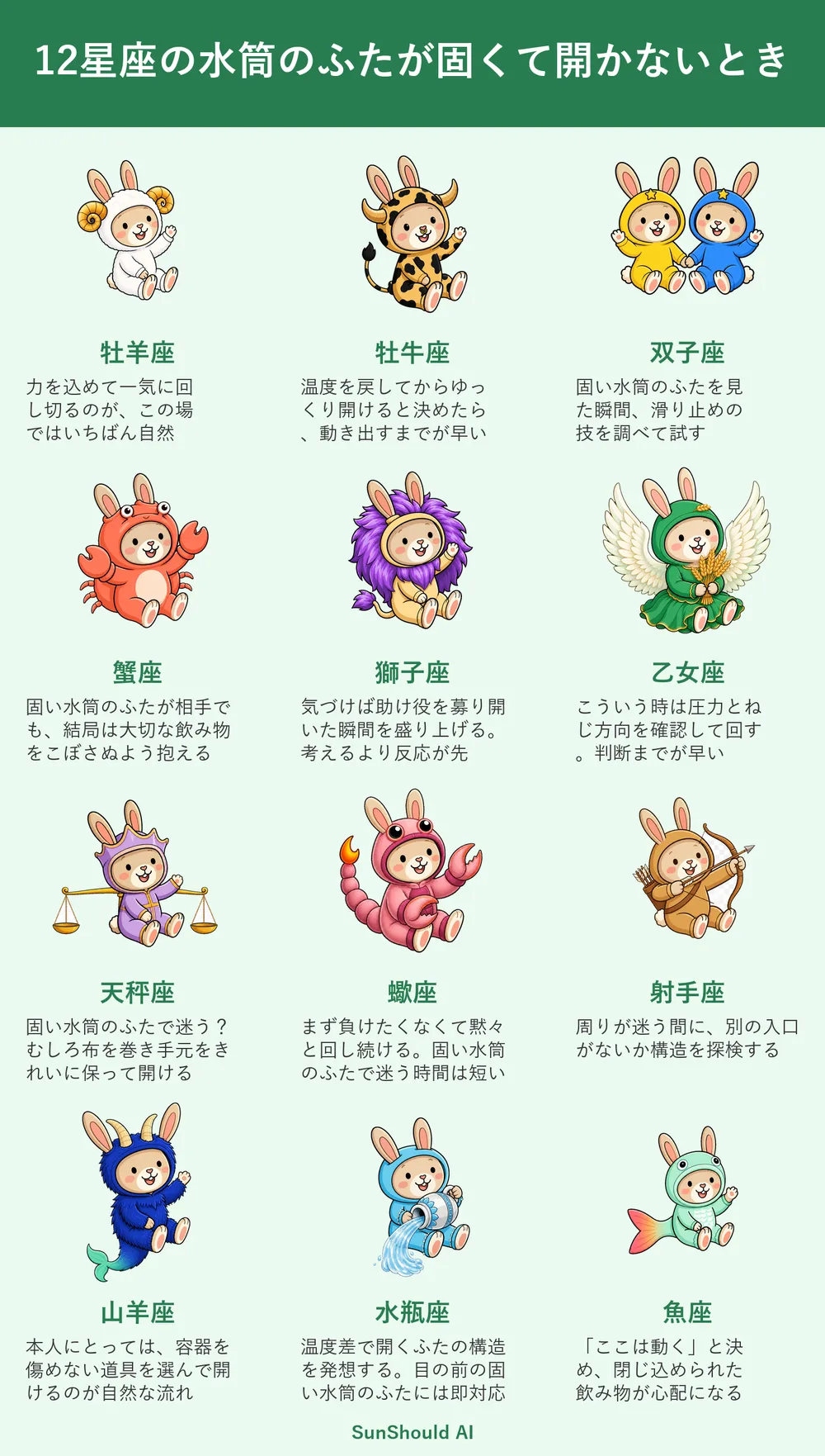 固い水筒のふたの12星座あるある｜牡羊座は力勝負、蠍座は黙々と回す