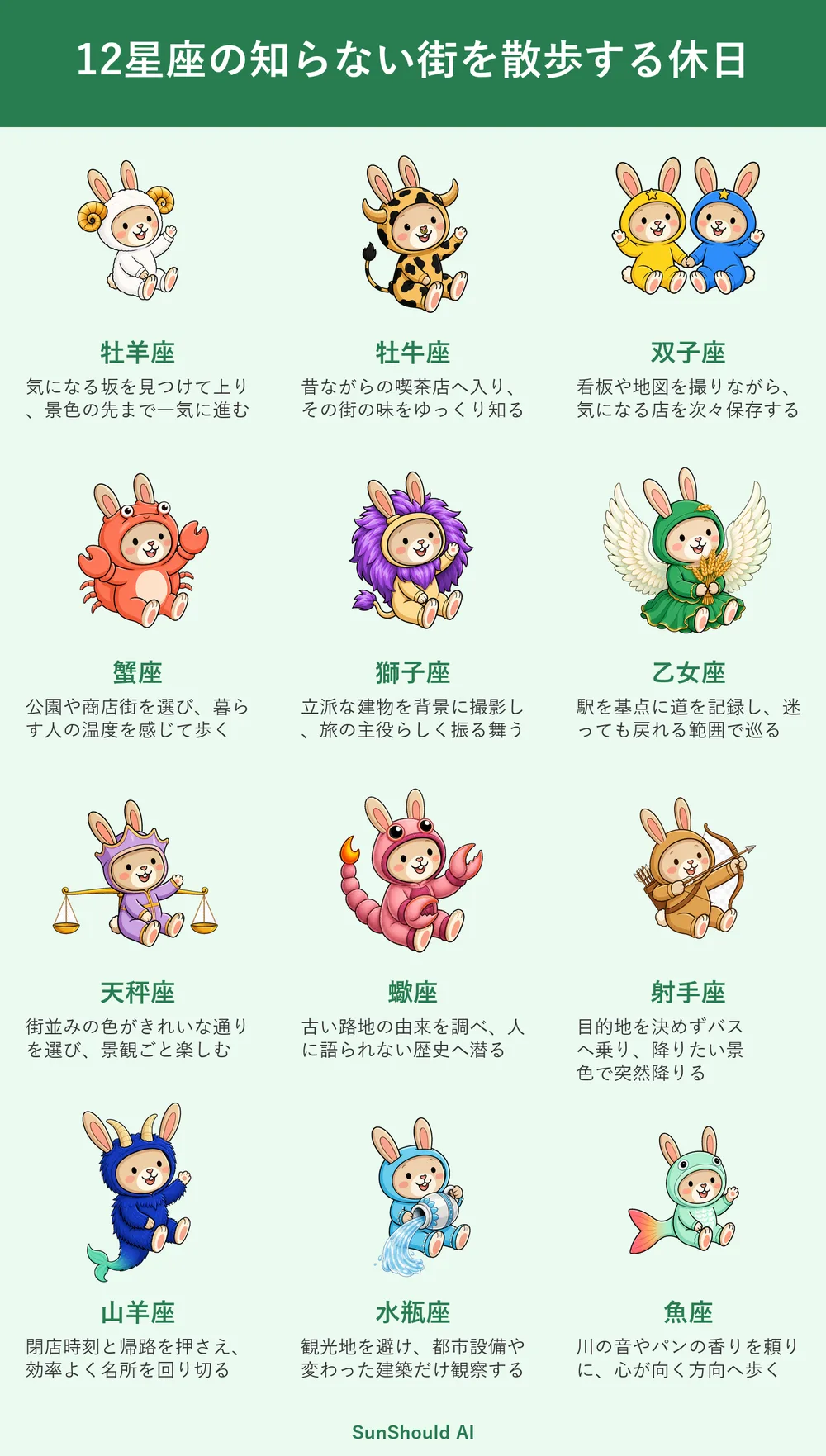 知らない街の散歩12星座あるある｜牡羊座は坂の先へ、蠍座は路地の歴史へ
