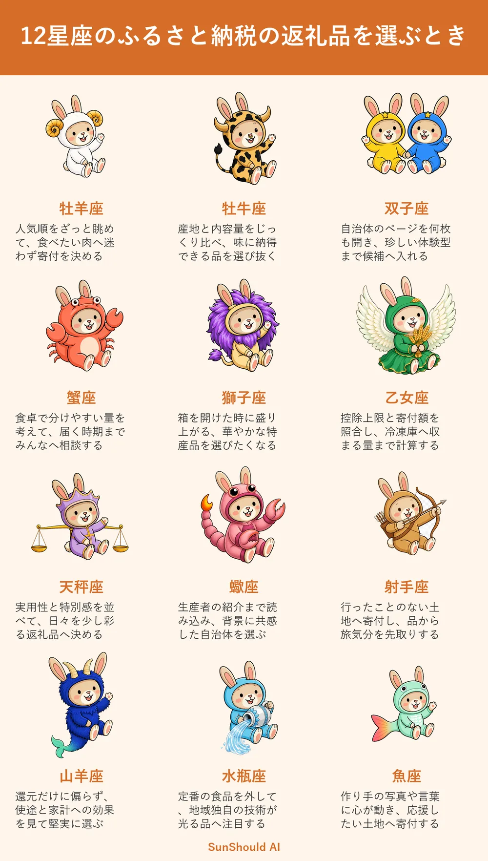 ふるさと納税の返礼品の12星座あるある｜牡羊座は肉、蠍座は生産者を読む