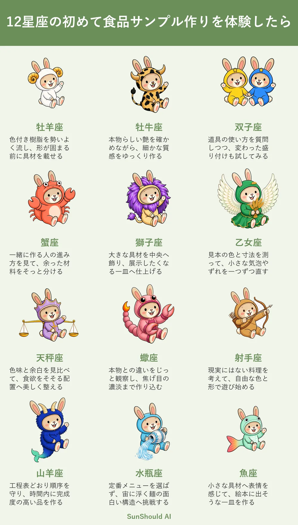 初めて食品サンプル作りを体験したらの12星座あるある｜大胆な牡羊座と精密な乙女座