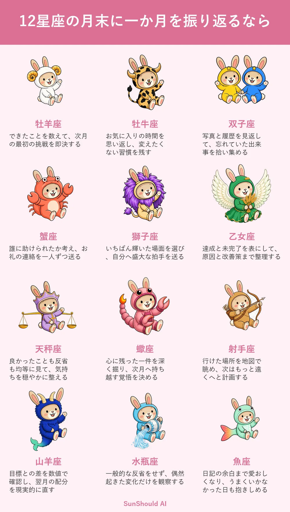 月末の振り返り12星座あるある｜牡羊座は次へ、乙女座は表で整理