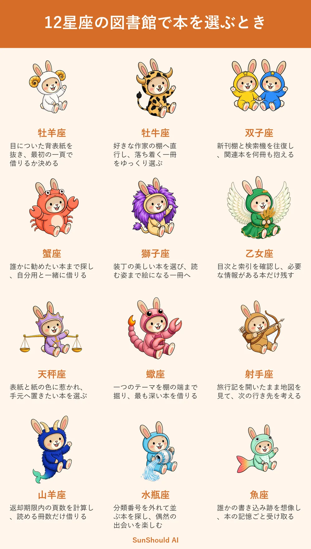 図書館で本を選ぶ12星座あるある｜牡羊座は一頁、蠍座は棚の奥まで探す
