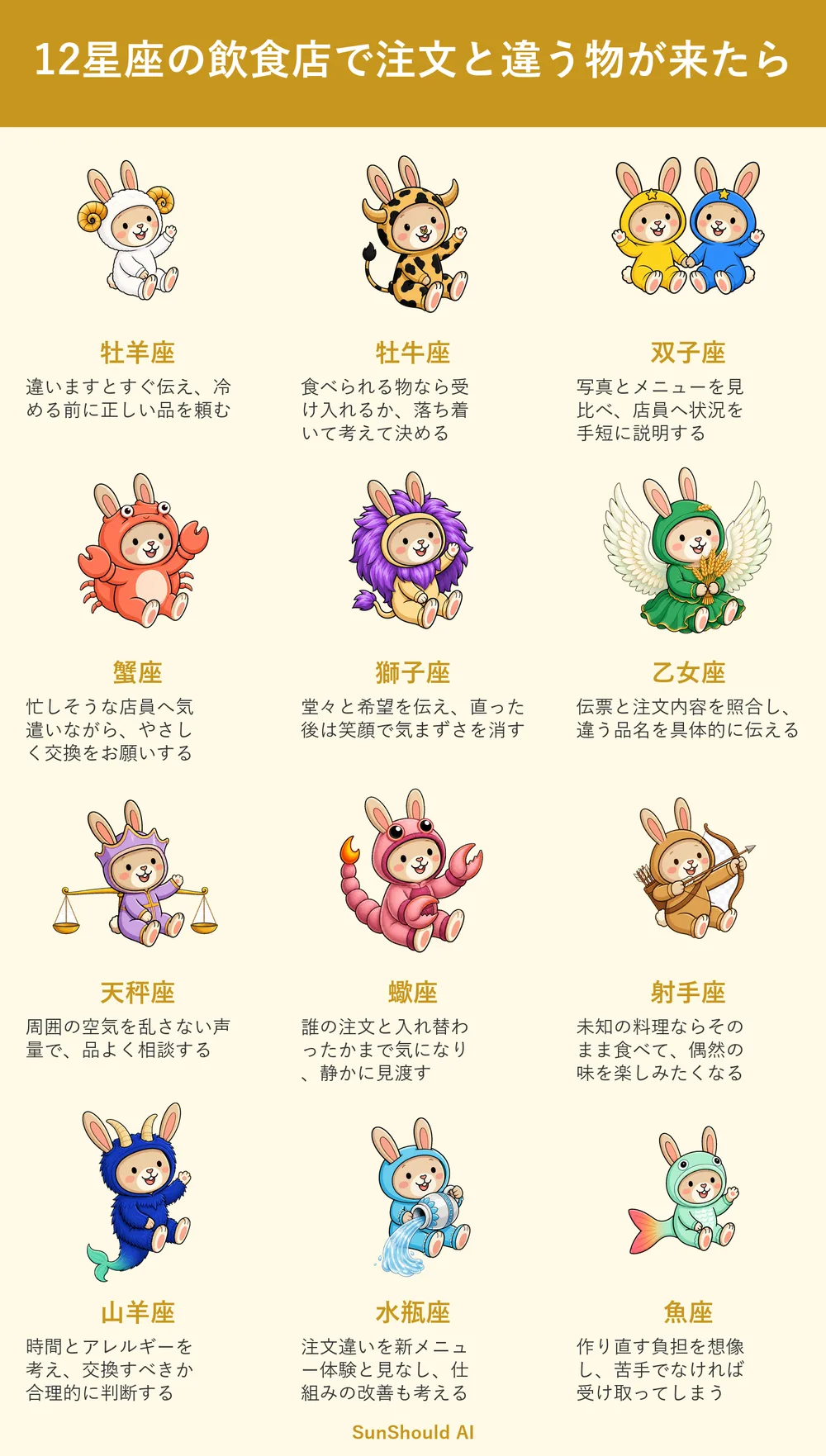 注文違いの12星座あるある｜牡羊座はすぐ伝え、射手座は偶然を味わう